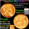 Image 1 : ***Auction Highlight*** 1938-s Lincoln Cent /s/s VP-001 TOP POP! 1c Graded ms67+ rd By SEGS (fc)