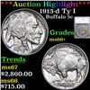 ***Auction Highlight*** 1913-d Ty I Buffalo Nickel 5c Graded ms66+ By SEGS (fc)