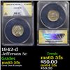 Image 1 : ANACS 1942-d Jefferson Nickel 5c Graded ms65 5fs By ANACS