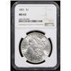 Image 2 : NGC 1891-p Morgan Dollar $1 Graded ms63 By NGC