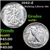 1942-d Walking Liberty Half Dollar 50c Grades Choice AU/BU Slider+