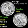 Image 1 : 1942-p Walking Liberty Half Dollar 50c Grades Choice AU/BU Slider
