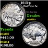 Image 1 : 1915-p Buffalo Nickel 5c Grades Choice+ Unc