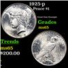 Image 1 : 1925-p Peace Dollar $1 Grades GEM Unc