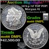 Image 1 : ***Auction Highlight*** 1878-p 7tf Morgan Dollar TOP POP! 1 Graded ms66 DMPL By SEGS (fc)