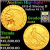 Image 1 : ***Auction Highlight*** 1911-d Strong D Gold Indian Quarter Eagle 2.5 Graded Select Unc By USCG (fc)