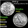 Image 1 : 1941-p Walking Liberty Half Dollar 50c Grades Choice Unc