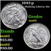 Image 1 : 1943-p Walking Liberty Half Dollar 50c Grades Select Unc