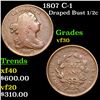 Image 1 : 1807 Draped Bust Half Cent C-1 1/2c Grades vf++