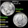 Image 1 : 1923-p Peace Dollar $1 Grades GEM+ Unc