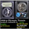 Image 1 : Proof 1996-p Olympic Tennis Modern Commem Dollar $1 Graded GEM++ Proof Deep Cameo By USCG