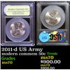 Image 1 : 2011-d US Army Modern Commem Half Dollar 50c Graded ms70, Perfection By USCG