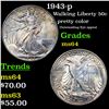Image 1 : 1943-p Walking Liberty Half Dollar 50c Grades Choice Unc