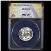 Image 2 : ANACS 1949-p Washington Quarter 25c Graded ms66 By ANACS