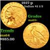Image 1 : 1927-p Gold Indian Quarter Eagle $2 1/2 Grades Select+ Unc