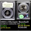 Image 1 : Proof 1995-s Olympic Baseball Modern Commem Half Dollar 50c Graded GEM++ Proof Deep Cameo By USCG