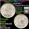 Image 1 : ***Auction Highlight*** 1838 Capped Bust  B-1 25c Graded ms64+ By SEGS (fc)