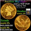 Image 1 : ***Auction Highlight*** 1847-p Gold Liberty Eagle TOP POP! 10 Graded ms63+ PL By SEGS (fc)