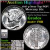 Image 1 : ***Auction Highlight*** 1927-p Mercury Dime Near Top POP! 10c Graded ms67+ FSB By SEGS (fc)