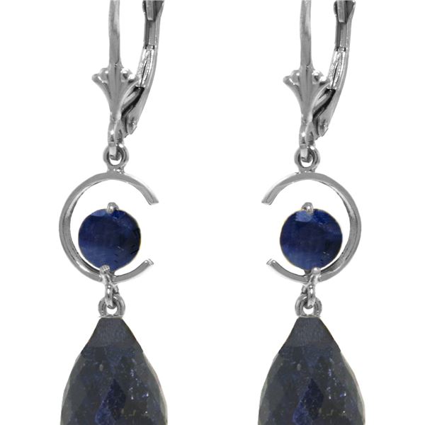 Genuine 18.6 ctw Sapphire Earrings 14KT White Gold - REF-49A2K