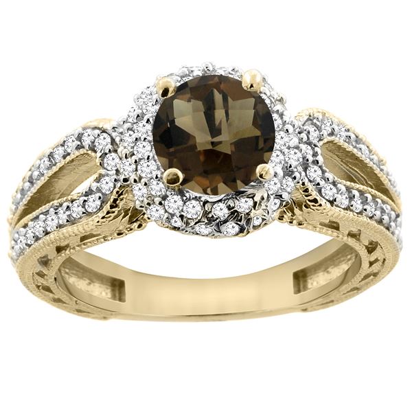 1.50 CTW Quartz & Diamond Ring 14K Yellow Gold - REF-86H9M