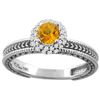 Image 1 : 0.67 CTW Citrine & Diamond Ring 14K White Gold - REF-53R3H