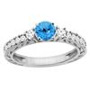 1.35 CTW Swiss Blue Topaz & Diamond Ring 14K White Gold - REF-79M5A