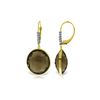 Genuine 34.15 ctw Smoky Quartz & Diamond Earrings 14KT Yellow Gold - REF-63P4H