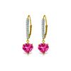 Genuine 3.55 ctw Pink Topaz & Diamond Earrings 14KT Yellow Gold - REF-63R3P
