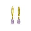 Genuine 3 ctw Amethyst Earrings 14KT Yellow Gold - REF-24T3A