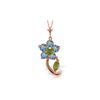Genuine 0.87 ctw Blue Topaz & Peridot Necklace 14KT Rose Gold - REF-25F4Z