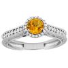 0.99 CTW Citrine & Diamond Ring 14K White Gold - REF-57F2N