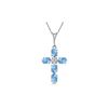 Genuine 1.75 ctw Blue Topaz & Diamond Necklace 14KT White Gold - REF-39F8Z