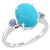 2.64 CTW Turquoise & Blue Sapphire Ring 14K White Gold - REF-38M2A