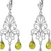 Genuine 3.75 ctw Peridot Earrings 14KT White Gold - REF-46K7V