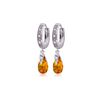 Genuine 2.53 ctw Citrine & Diamond Earrings 14KT White Gold - REF-58W2Y