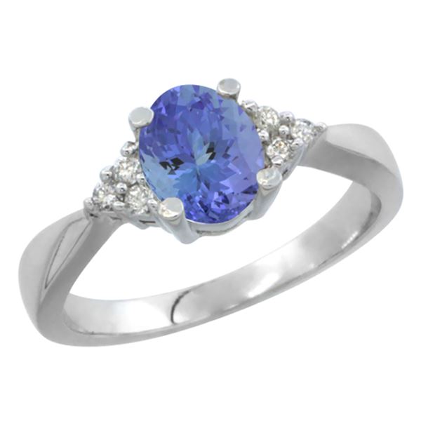 0.83 CTW Tanzanite & Diamond Ring 14K White Gold - REF-43K2W