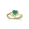 Image 1 : Genuine 1.02 ctw Emerald & Diamond Ring 14KT Yellow Gold - REF-36T9A