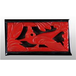 Bakelite Black & Red Bird Pin.