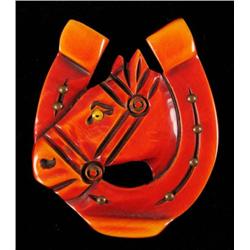 Bakelite Horse & Horseshoe Pin.