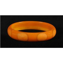 Bakelite Cream & Butterscotch Polka Dot Bracelet.