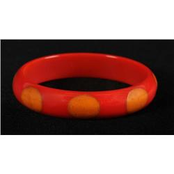 Bakelite Red & Butterscotch Polka Dot Bracelet.