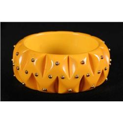 Bakelite Bracelet with Applied Brass Studs.
