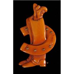 Bakelite Horseshoe & Boots Pin.