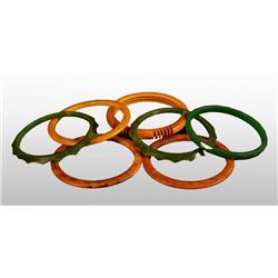 Lot of 7: Bakelite Butterscotch & Green Bracelets.