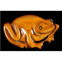 Bakelite Over Dyed Frog Pin.