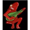 Image 1 : Bakelite Frog Playing Banjo with Movable Arm Pin.
