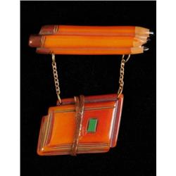 Bakelite Pencils with Suspended Books Pin.