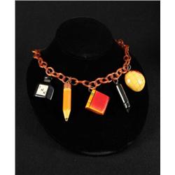 Bakelite School Charm Necklace.