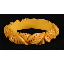 Bakelite Deeply Carved Leaf Bracelet.
